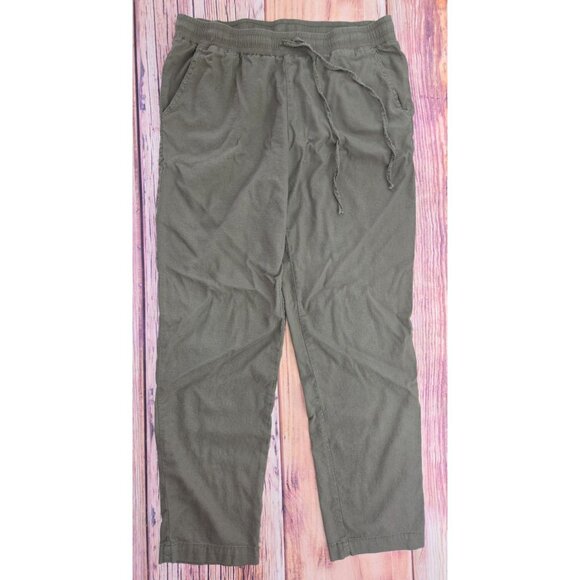 Kut From The Kloth Linen Blend Lounge Capris Size Small Olive Green Relaxed Fit - Picture 1 of 7